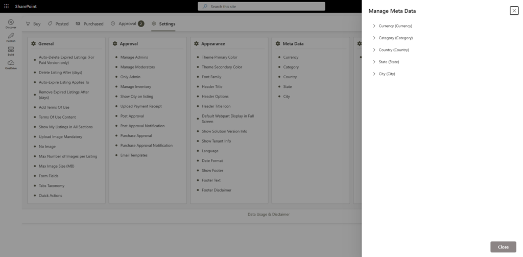 Manage Meta Data