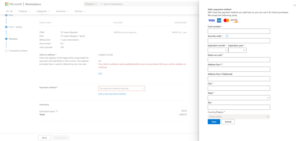 Payment details