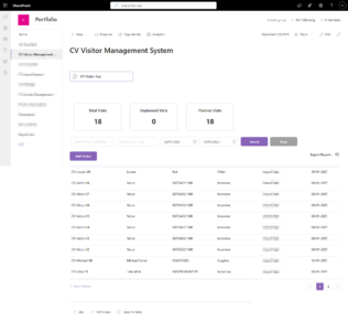 Visitors Entries Log Dashboard