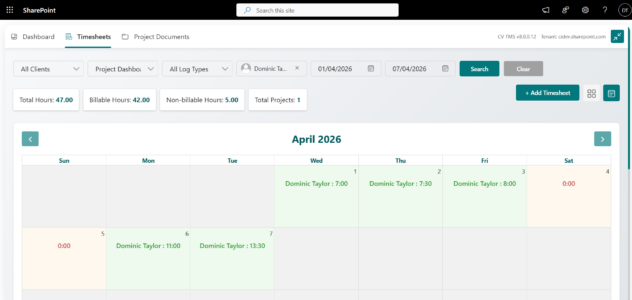 Check Datewise timesheet entries