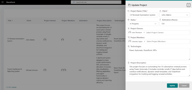 Update Exsisting Project